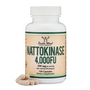 Nattokinase Supplement 4.000 FU Serveringer, 120 kapsler (afledt fra japansk Natto) Systemiske enzymer til kardiovaskulær og kredsløbsstøtte med dobbelt træ