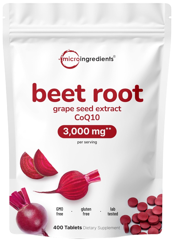 Beet Root 3,000mg med Grape Seed Extract & CoQ10, 400 tabletter Note 124; 200 Serveringer
