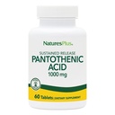 NaturePlus Pantothensyre, Vedvarende frigivelse - 1000 mg, 60 tabletter - High- Potency Vitamin B5 tillæg - Vegetarisk, Gluten Free - 60 Servere