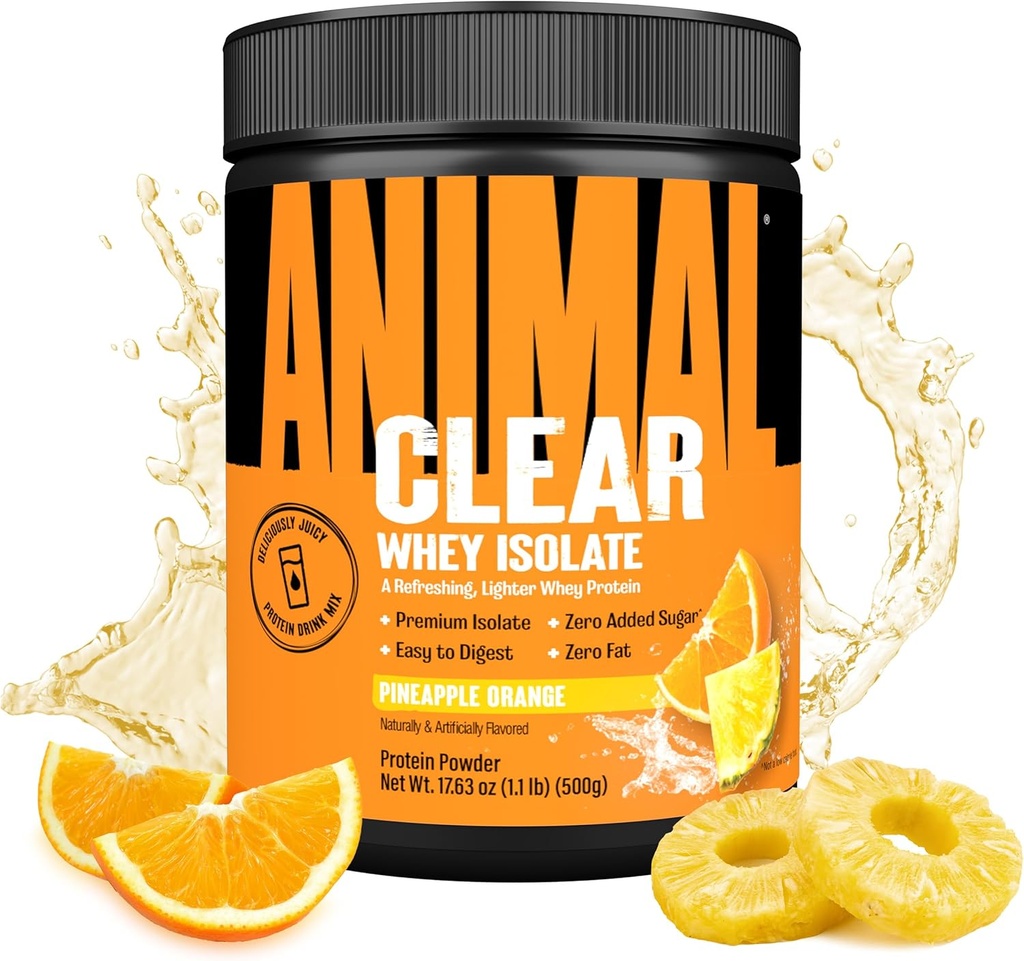 Clear Whey Isolate Protein Powder - Nem at Digest and Mix, 5g BCAA, Delicionly Juicy, Forfriskning Anytime Drink for mænd og kvinder, Ananas Orange 125g (5 Servere)