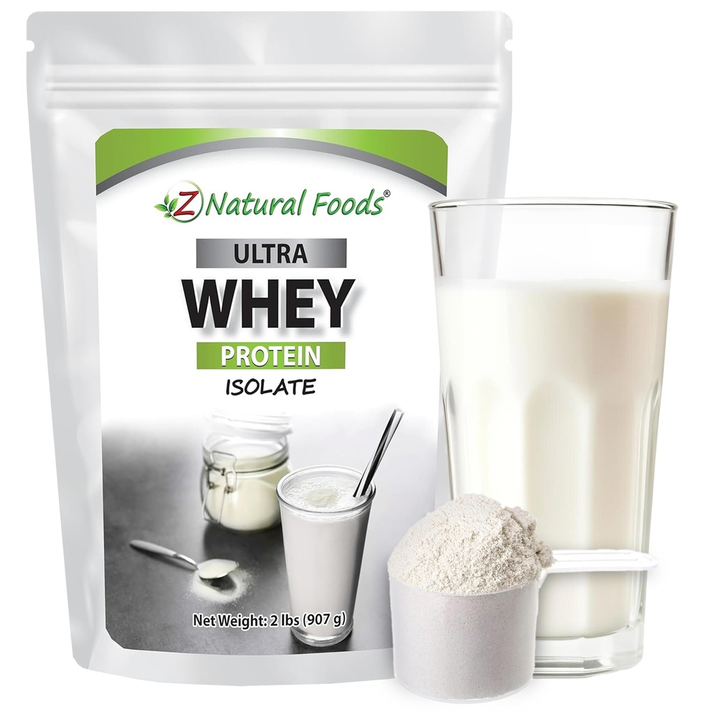 Z Naturlige fødevarer Ultra Whey Protein Isolate Powder - Pure, Unflavored, Usødet Whey Protein Powder - Smagløs Whey Isolate med Vital Proteins til Fitness, Sport Nutrition, immunforsvar, 2 lbs