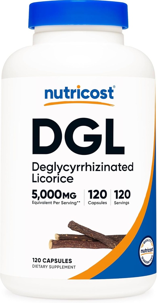 Nutricost DGL Deglycyrrhizated Licorice Extract Capsules (500mg Extract, Tilsvarende 5, 000mg Licorice, 120 Servere) - Ikke GMO, Vegan