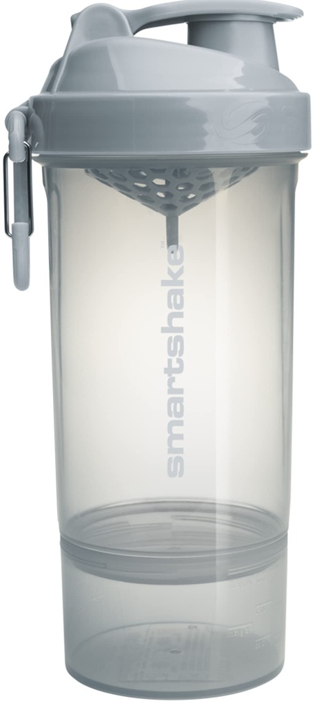 Smartshake O2GO ONE Plastic Protein Shaker Flaske 800 ml • 124; 27 oz - Bladsikker Screw- on Lid - BPA Free - Unisex - Mist Gray