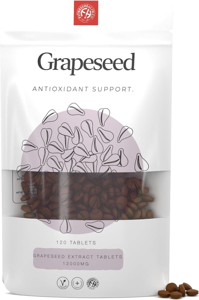 Fitness Health Grapeseed Extract Tablets 12000mg ttesmå 124; High Strength Supplemented 124; Pure Grapeseed Extract Vegan Tablets ttesmå 124; Fremstillet i Det Forenede Kongerige