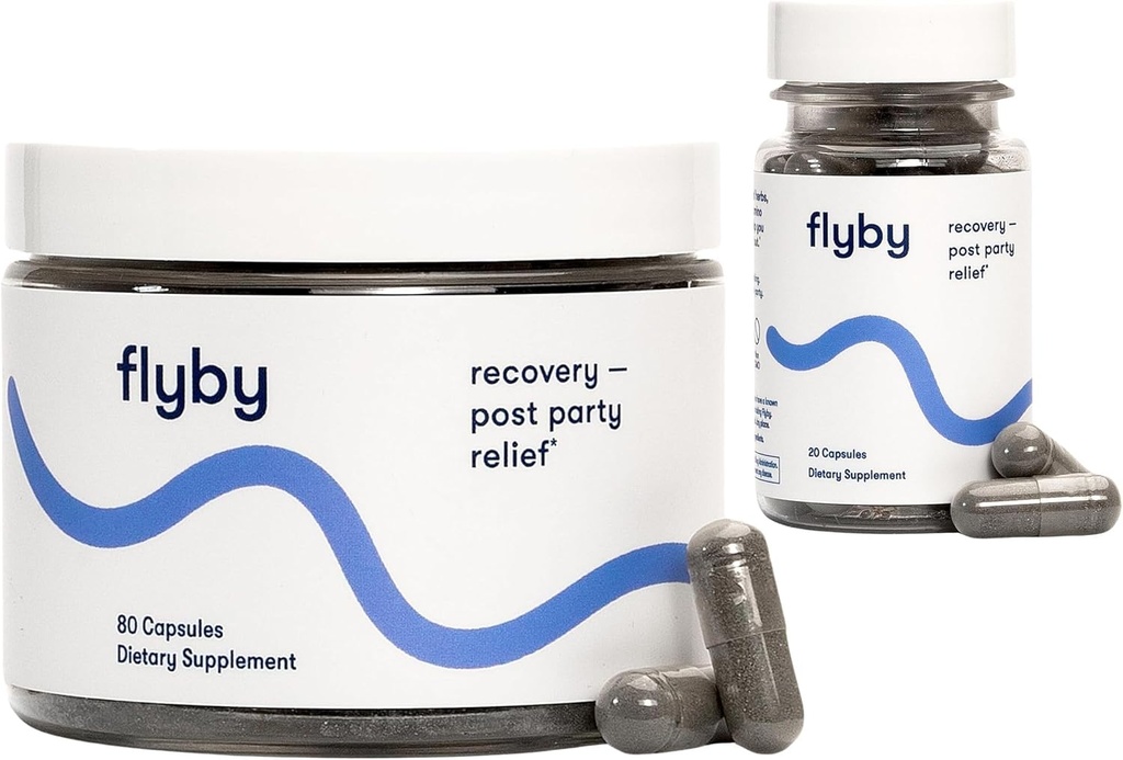 Flyby Recovery Pills - All The Hang, Without The Over!™ - Post Party Drinking Essential with Liver Support 80 & 20 Count