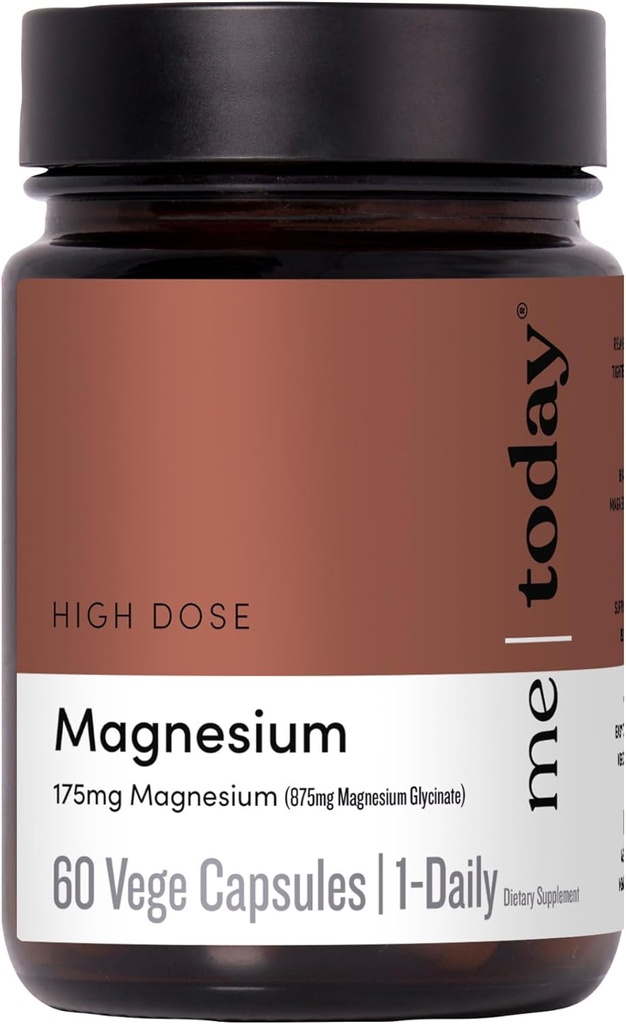 I dag Magnesium Glycinate Supplement - 175mg Høj Absorption Magnesium Glycinate Capsule for Muscle Recovery, Nervesystemet Support, Sleep & Afslapning - Vegan, Non- GMO, 60 Servering.