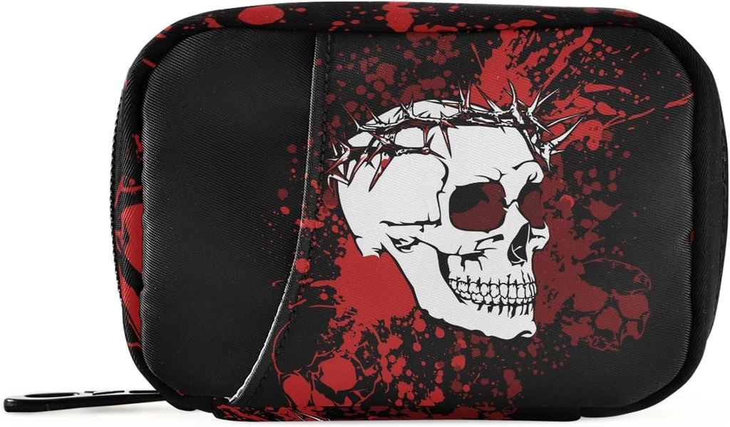Cool Halloween Skull Pill Box 7 Dag Pill sag Rejse Pill Organizer Bag med lynlås Portable ugentlige sag Kompakt størrelse for Vitamin Supplement Holder