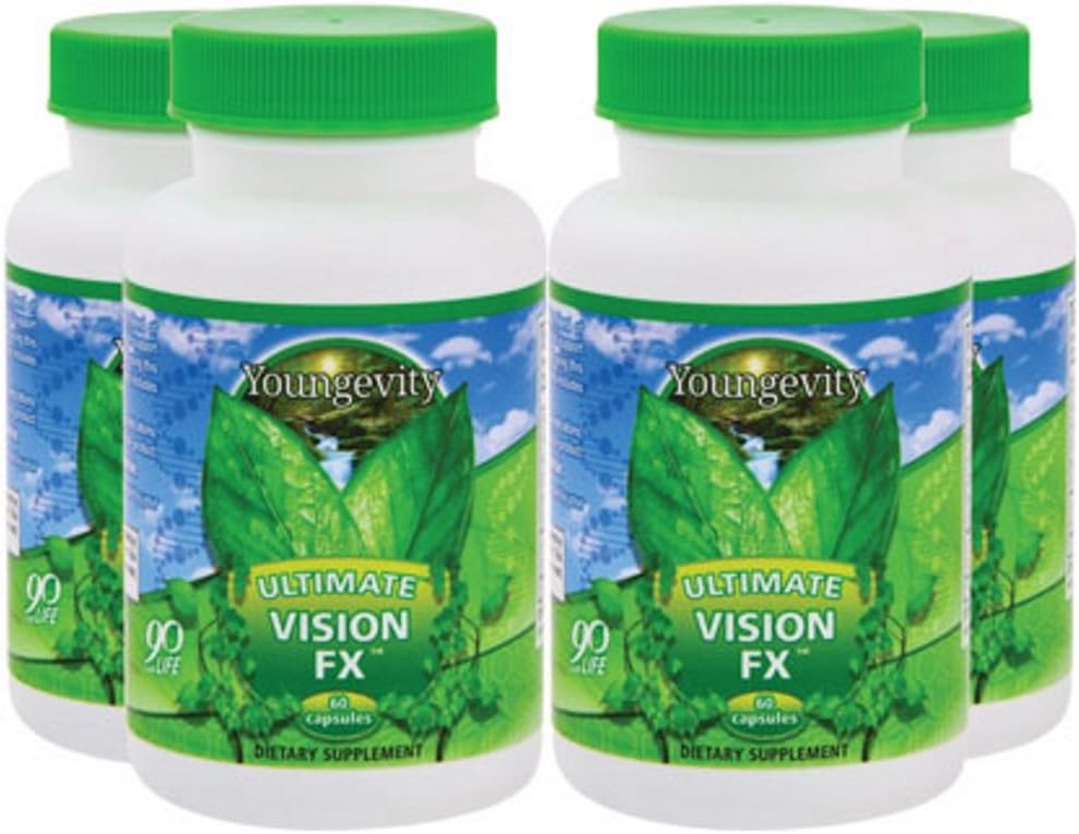 Youngevity Ultimate Vision FX ™ - Eye Vitamin & Mineral Supplement Blend - Lutein, CoQ10, Vitamin A, C, E, Zink, Chrom, Selenium for Eye Health (60 kapsler - 4 pakker)