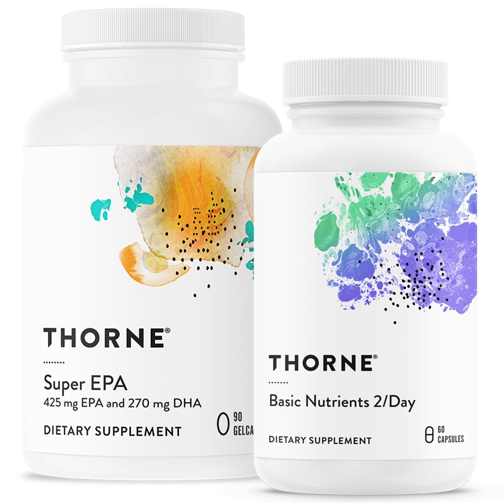 THORNE - Wellness Essentials Bundle - Omega-3 & Multivitamin Combo - Super EPA & Basic Nutrients 2 / dag - 30 Servere