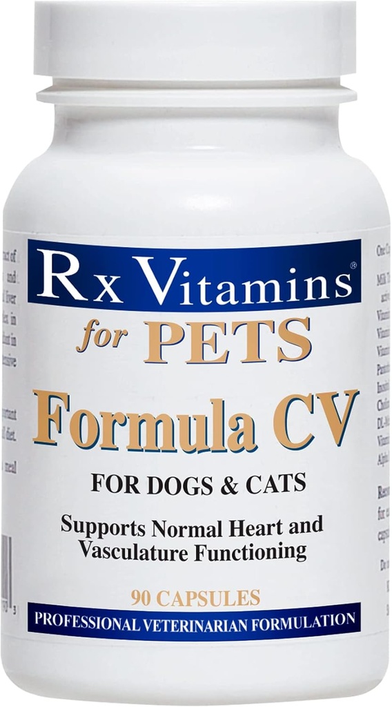 Rx Vitamins Formula CV for Dogs & Cats - Cat and Dog Heart Health - Feline & Canine Cardiac Support - 90 ct