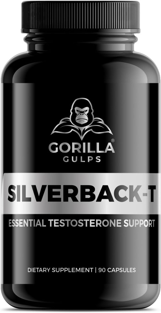Gorilla Gulps ttesmå 124; Silverback- T = 124; Essential Testosteron Support = 124; Mænds Stamina, Endurance, & Strength Booster = 124; 90 Kapsler