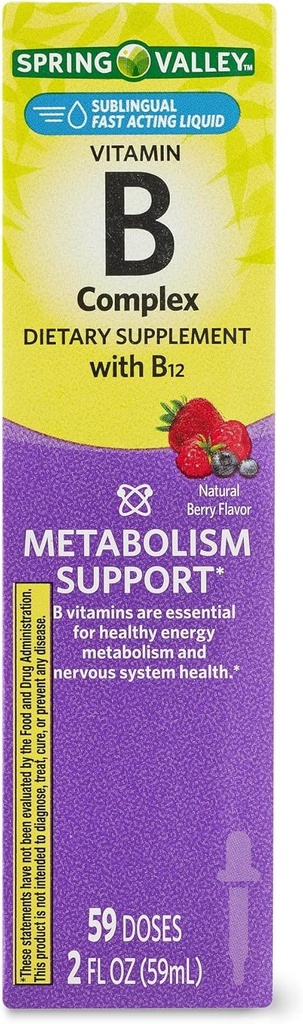 Vitamin B Complex Kosttilskud med B12, Berry Flavor, 2 fl oz