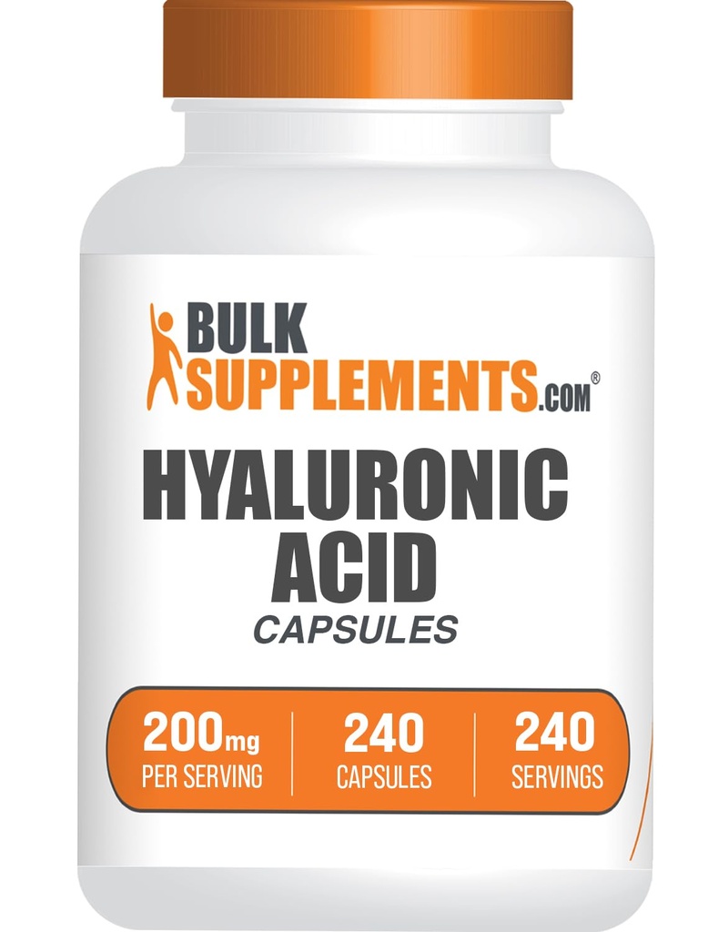 Bulkaddiments.com Hyaluronsyre kapsler - Hyaluronsyre kosttilskud, Hyaluronsyre 200mg - Pure & Gluten Free, 1 Kapsel per servering, 240 Greve (pakke med 1)