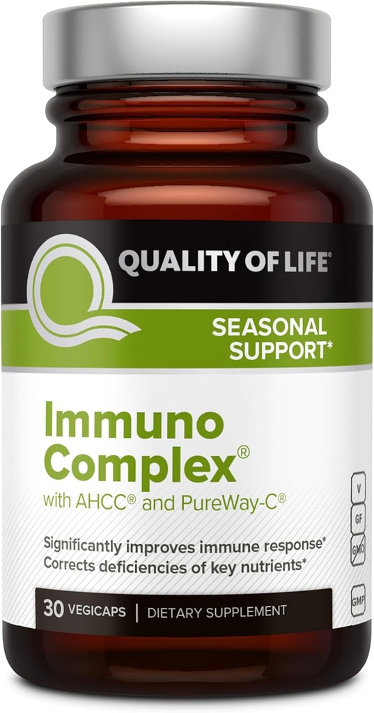Livskvalitet Immuno Complex - Inkluderer AHCC Mushroom Extract, C-vitamin, D3- vitamin, kobber, zink