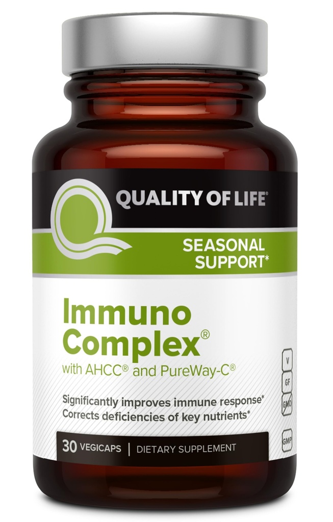 Livskvalitet Immuno Complex - Inkluderer AHCC Mushroom Extract, C-vitamin, D3- vitamin, kobber, zink