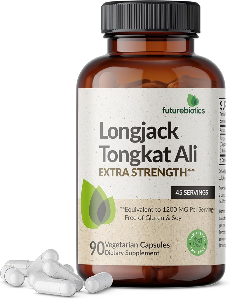 Futurebiotics Longjack Tongkat Ali Extra Strength Energy & Stamina Support - Non-GMO, 90 Vegetariske Kapsler