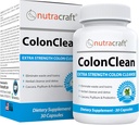 Nutracraft ColonClean # 1 Colon Detox and Constipment Relief Measures 124; Senna, Cascara Sagrada, Psyllium, MCT, Aloe og Probiotika Measures 124; 30 kapsler