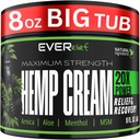 HempCream Maksimal styrke Relief Cream 8 OZ - Relieve Knee, Hip, Joint, Muscle & Lavere Rygsmerter Support 124; Natural Lotion Made in USA med Hempolie, MSM, gurkemeje og Arnica.