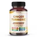 Ultra Ingefær & Gurkemeje Hjælpemidler Fordøjelse & Understøtter Heart Health - Inkluderer Cayenne Pepper, Lemon Balm, Cinnamon, Pebermynte, Green Tea - Lavet i USA- 150 Kapsler