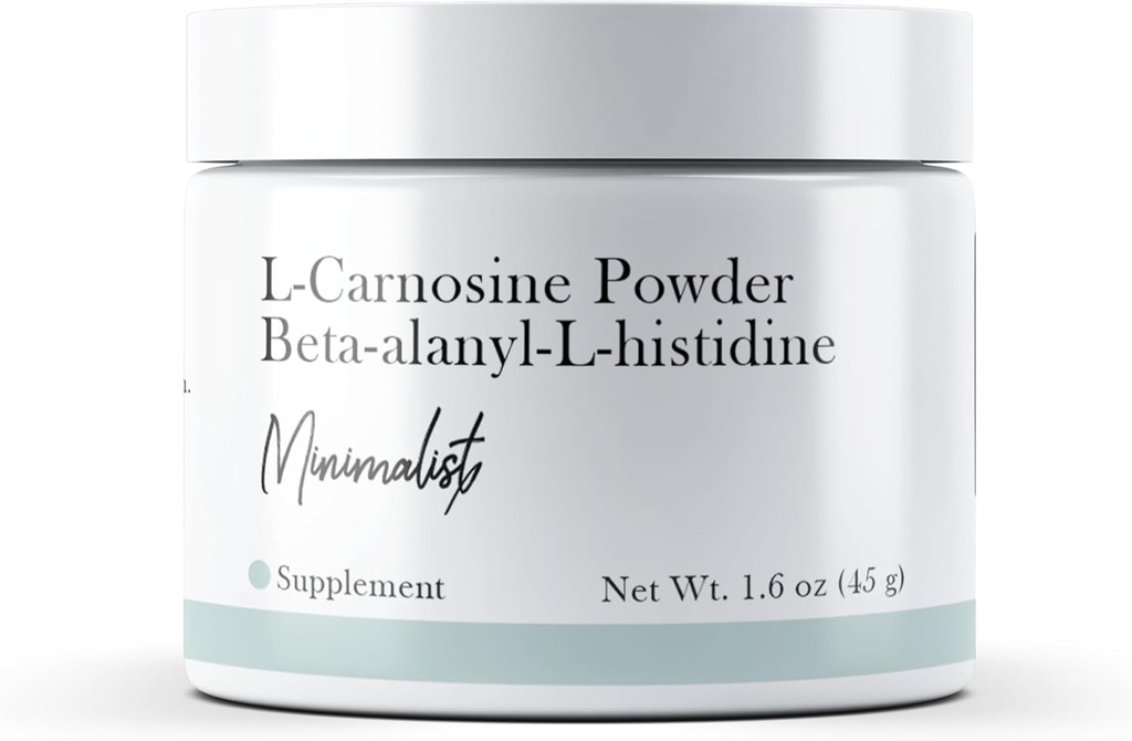 Minimalistisk L- Carnosine Powder (1, 6 oz) Ingen tilsætningsstoffer eller fyldstoffer, Kosttilskud, Beta- alanyl- L- histidin