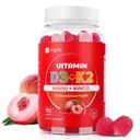 Vitamin D3 K2 Gummies - 90 Count Sugar Free Vitamin D3 9000 IE + K2 (MK- 7) 90 mcg for ben & immunforsvar, Vegan Chewable K2 D3 Vitamin supplement til kvinder (Peach Flavor)