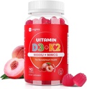 Vitamin D3 K2 Gummies Sugar Free, K2 D3 Vitamin Supplement 9000 IE til voksne kvinder Muskeltænder immunforsvar 90 tællinger, Peach Flavor