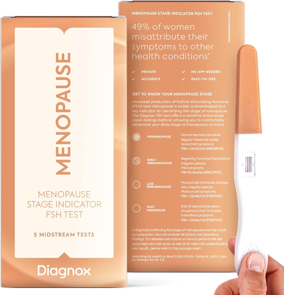 DIAGNOX FSH Menopause Test Kit - 5 stk. Test i hjemmet - Ingen mobil app påkrævet