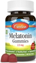 Carlson - Melatonin Gummies, 2, 5 mg, Sund søvn, fremmer afslapning, Natural Strawberry Flavor, 60 Gummies