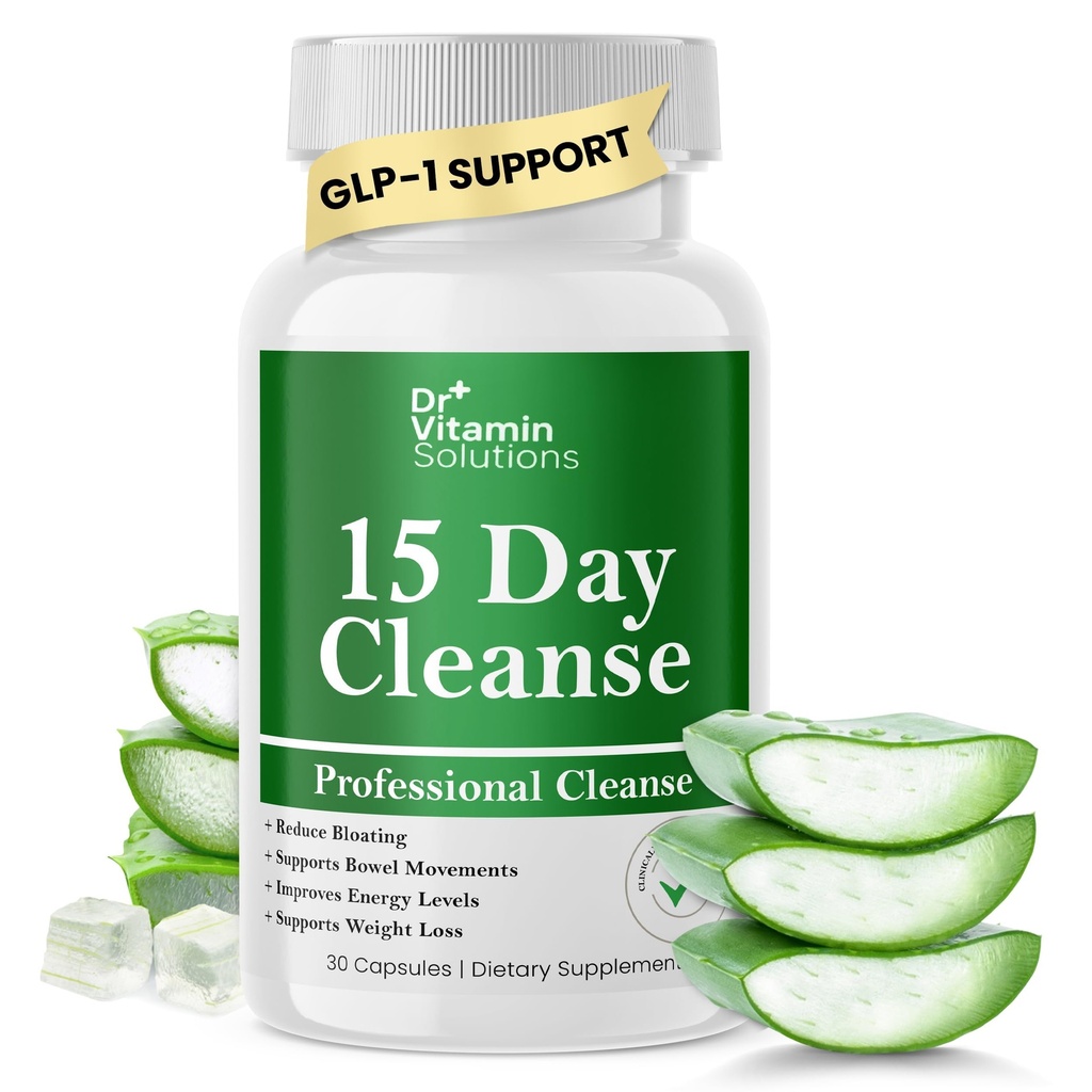 DR VITAMIN LØSNING 15 dag Gut Cleanse Detox for kvinder, GLP-1 Support - Natural Colon & Detox Cleanse for vægttab - Bloating & Constipation Relief - Flushs Toxins & Supports Immunity - 30 Ct.