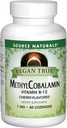 Source Naturals Vegan Methyl Cobalamin, Vitamin B- 12 Cherry Smaget Kosttilskud, 1 Mg - 60 Lozenges