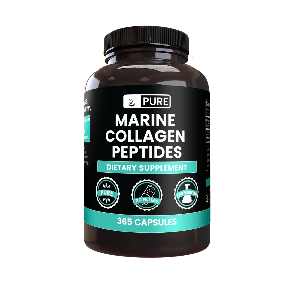 PURE ORIGINAL INGREDIENSER Marine kollagen (365 kapsler) Ingen Magnesium eller ris Fillers, Altid Pure, Lab Verified