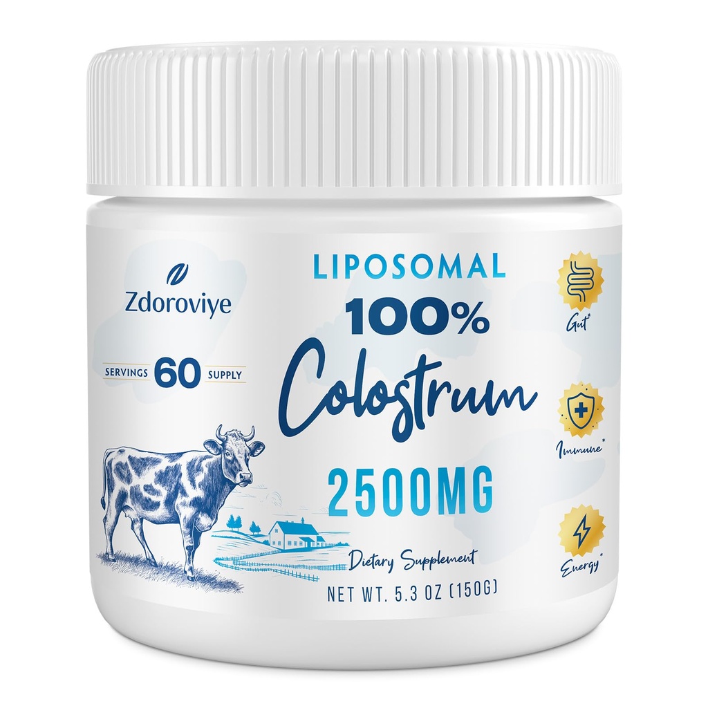 Liposomal Bovine Colostrum Powder Supplement 2500 mg, Højere Absorption Than Regular Bovin Colostrum (60 Servere)