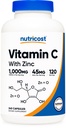Nutricost C-vitamin med zinkkapsler, 120 Servering - 1000mg, 45mg Zink, Non- GMO, Gluten Free Vitamin C supplement