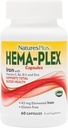 NaturesPlus Hema- Plex Iron - 60 Fast- Fungerende kapsler - 85 mg Chelated Iron - Total Blood Health - med C-vitamin & Bioflavonoider - Vegan, Gluten Free - 30 Servere