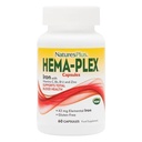 NaturesPlus Hema- Plex Iron - 60 Fast- Fungerende kapsler - 85 mg Chelated Iron - Total Blood Health - med C-vitamin & Bioflavonoider - Vegan, Gluten Free - 30 Servere