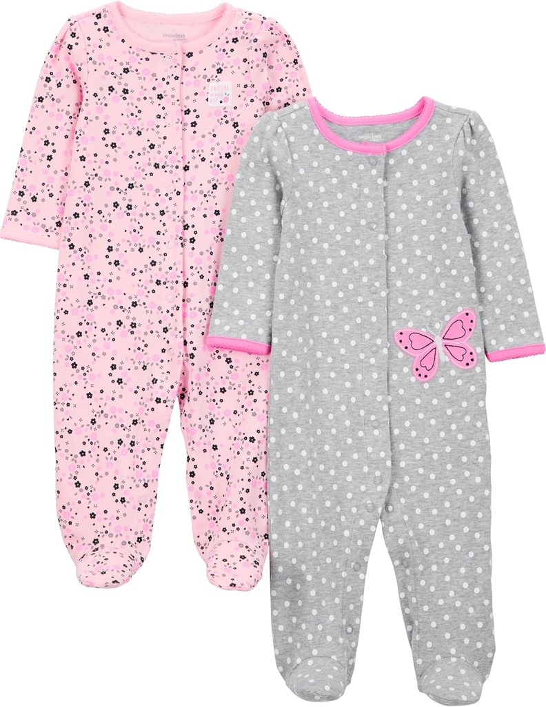 Simple glæder af Carters Baby Girls 2-Pack Cotton Snap Footed Sleep and Play