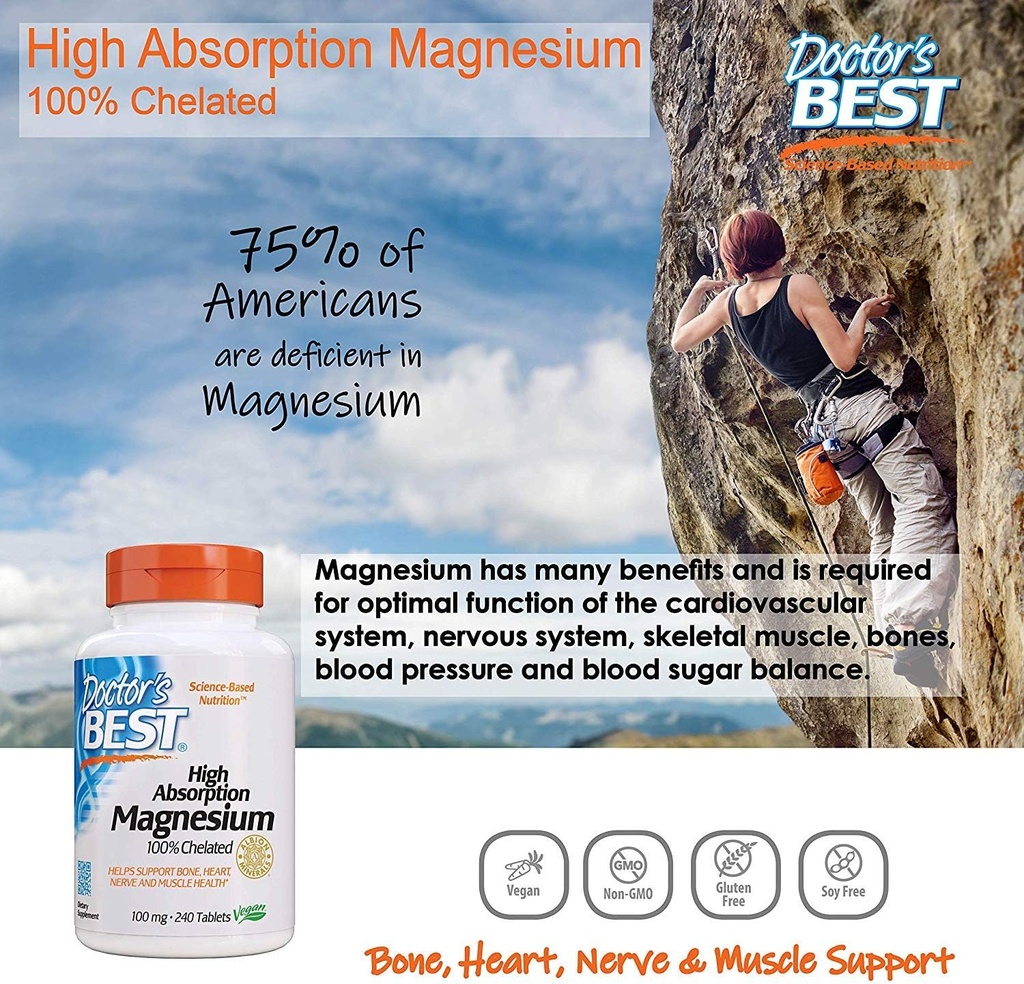 Høj Absorption Magnesium Glycinat Lysinat FamiliyValue 2Pack (240 tabletter) XOX # Doctor 's