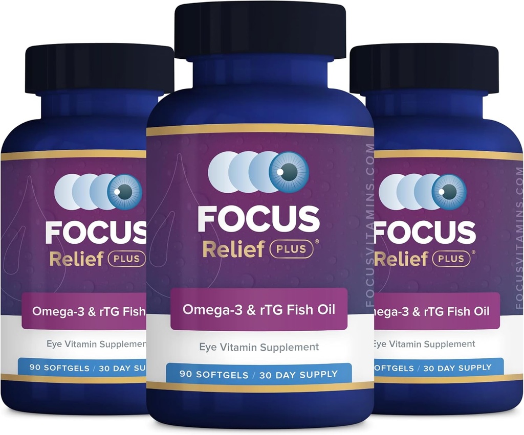Focus Relief Plus Tør Øje Formel (270 ct. 90 Day Supply) Tør Øje Omega 3 Supplement - Tør Øje Relief Supplement - Omega 3 Fiskeolie til Tør Øje