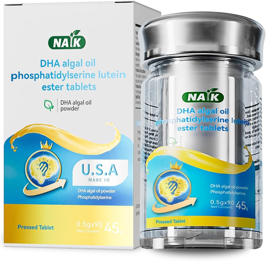 NAIK USA DHA algal Oil nervonic Acid phosphatidylserine tonifies Brain Forbedrer hukommelse Omega-3 Brain Gold Student Teen Voksen High School Student Child Study eksamen