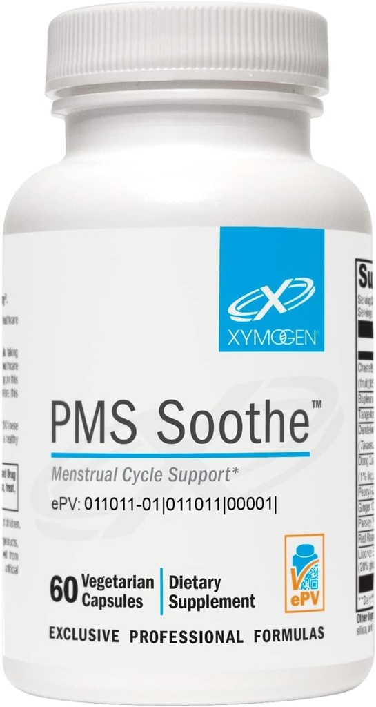XYMOGEN PMS Soothe Cycle Support for Women - with Dong Quai, Chaste Tree Extract, Mælkebøtte, Ginger & Licorice Root - Vegan + Gluten Free (60 kapsler)