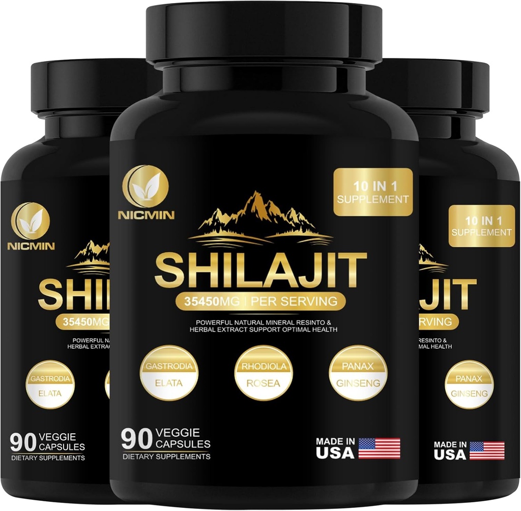 35450MG Pure Shilajit Supplement - Himalayan Organic Shilajit for Mænd & Kvinder Maksimal potens Shilajit for Forstærket Energi og immunforsvar 270 Veggie kapsler