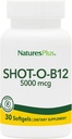 Natures Plus Shot- O- B12 (Cyanocobalamin) - 5000 mcg, 30 Softgels - High Potency, Fast fungerende B12 Supplement - Memory & Energy Booster - Gluten- Free - 30 Servere
