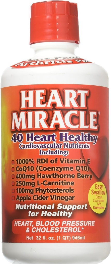 Century Systems - Heart Miracle, Nutritional Supplement for Blood Pressure, Cholesterol, og Cardiovaskulær Support, 32 Ounce Liquid, 16-32 Servering