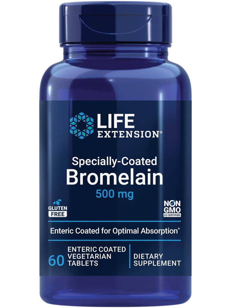 Life Extension Special- Coated Bromelain, Ananas Uddrag, Fælles Sundhed, Fælles Komfort, Vegetarisk, Gluten- Free, Non- GMO, 500 mg, 60 enteric- Coated Tablets
