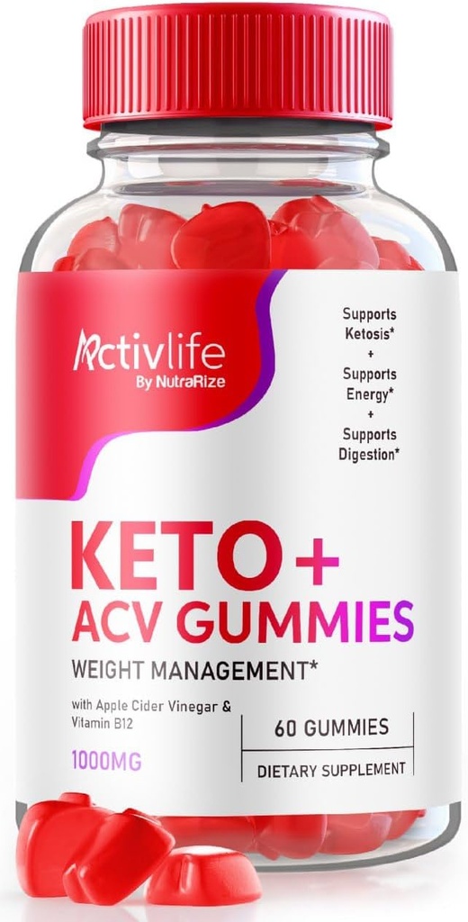 NutraRize ActivLife Keto + ACV Gummies Advanced Weight Tab, Effektiv Slimming Gummies 1000 MG, Gomitas Anmeldelser, (60 Gummies)
