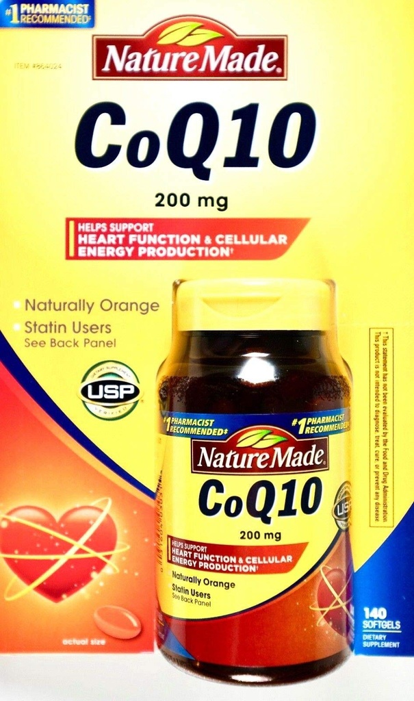 Nature Made Coq10 200 Mg, Naturlig Orange, Værdi størrelse, 140 Count Softgels