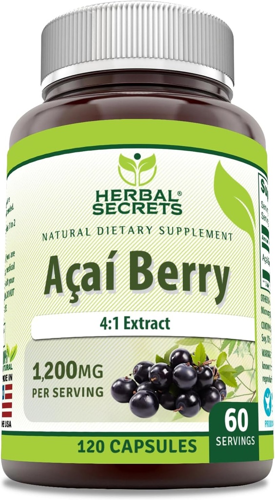 Urtehemmeligheder Acai 1200 Mg per Serving 120 Kapsler Supplement 124; Non- GMO Note 124; Gluten Free