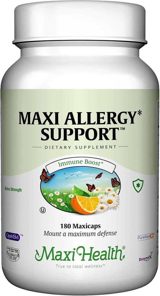 Maxi Health Allergy Support Vitamin C med MSM Sinus & Nasal Health, 180 Greve