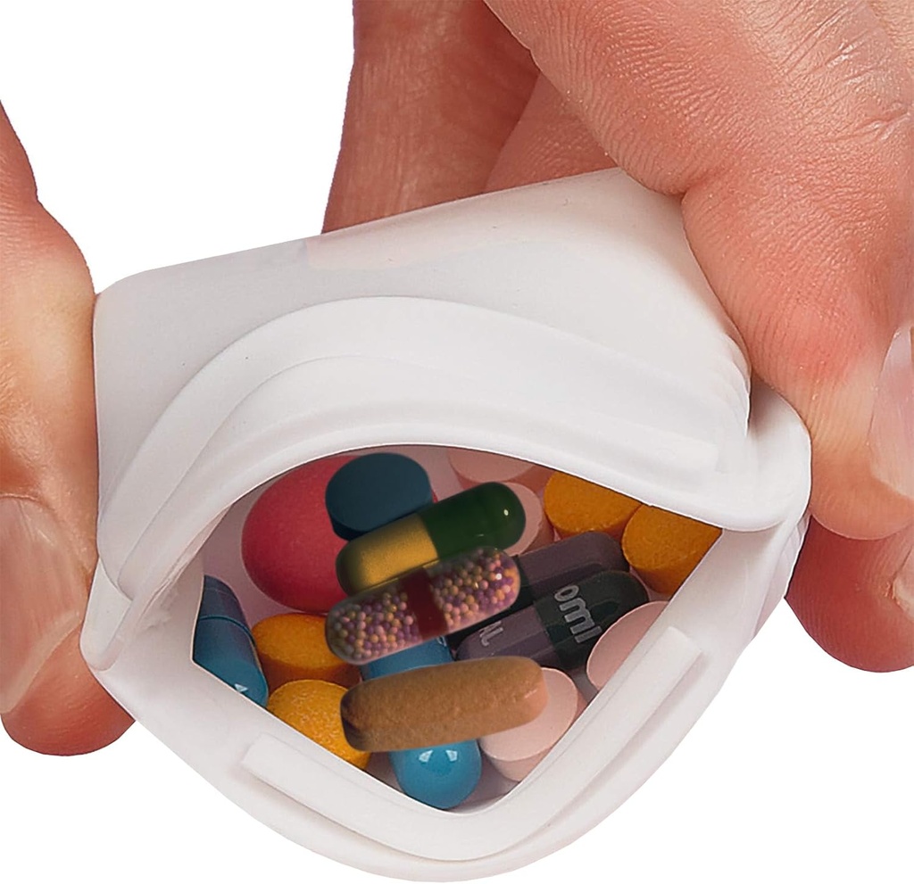 Home- X Lille Pill Pouch - Squeeze- Open Pill Pouch til medicin, Earknopper, Mints & Small Essentials - Bærbar Travel Pill Pouch med Easy Open & Secure Closure - Kompakt Pill Pouch til Purse & Pocket