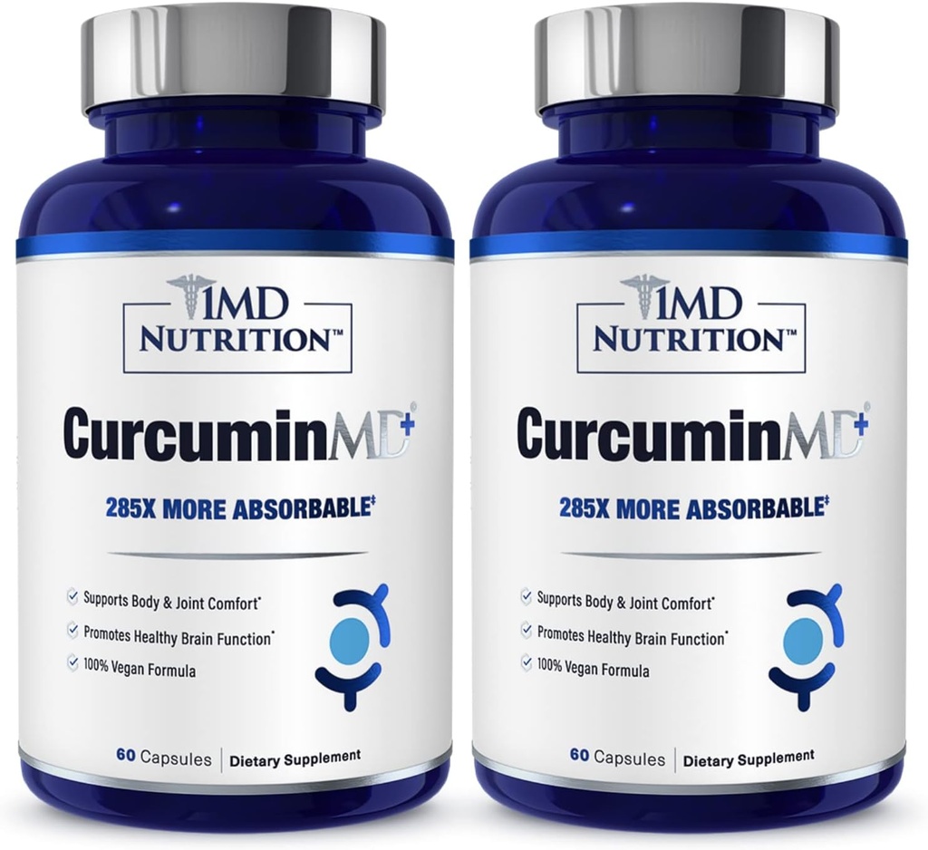 1MD Nutrition CurcuminMD Plus - Gurkemeje Curcumin med Boswellia Serrata - 285x mere Absorbable Medic124; Fælles Stiftighed, Muskel Inddrivelse, og Mood Support Medical 124; 120 Kapsler (2 - Pack)